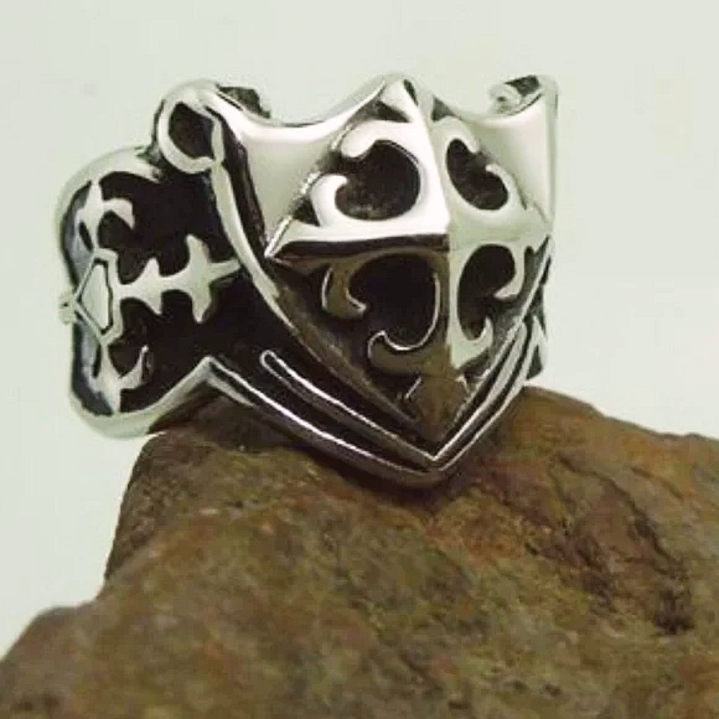 New Women's Vintage Style Ring Size (9) Antique Silver Steel Cross Lady Ring